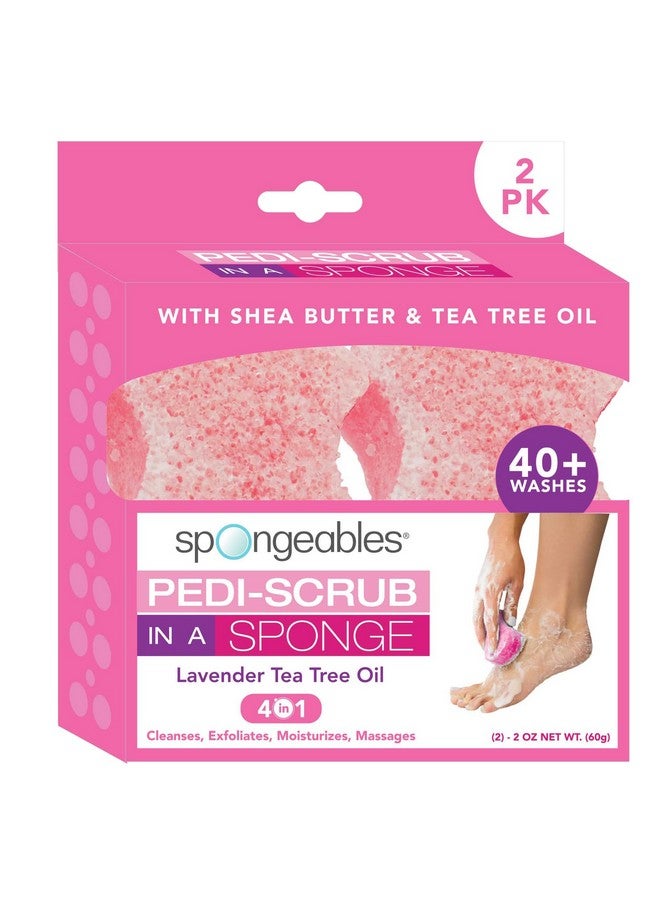 spongeables Spongables Pedi Scrub Foot Exfoliating 20+ Wash Sponge, Lavender, 2 Count - Image 1