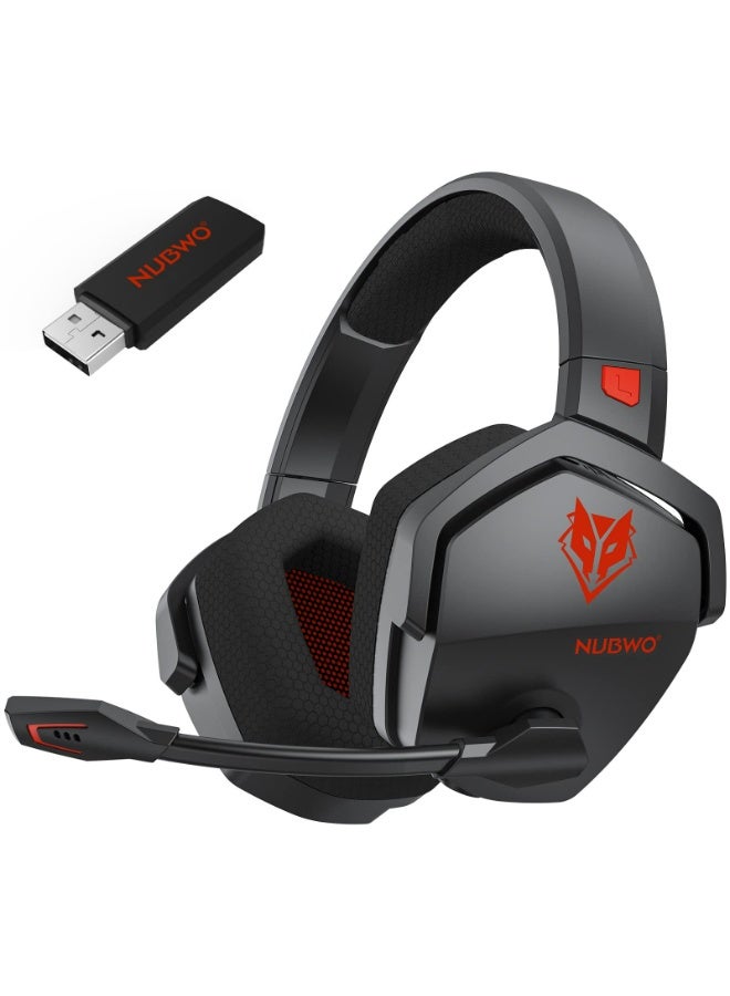 NUBWO G06 Wireless Gaming Headset with Mic for Ps5 Ps4 PC, Zero Interference, 100-Hour Battery All-Day Play, 23ms Sync​ for Fortnite & Call of Duty/FPS Gamers, Triple Mode All Devices Compatible - Red - Image 1