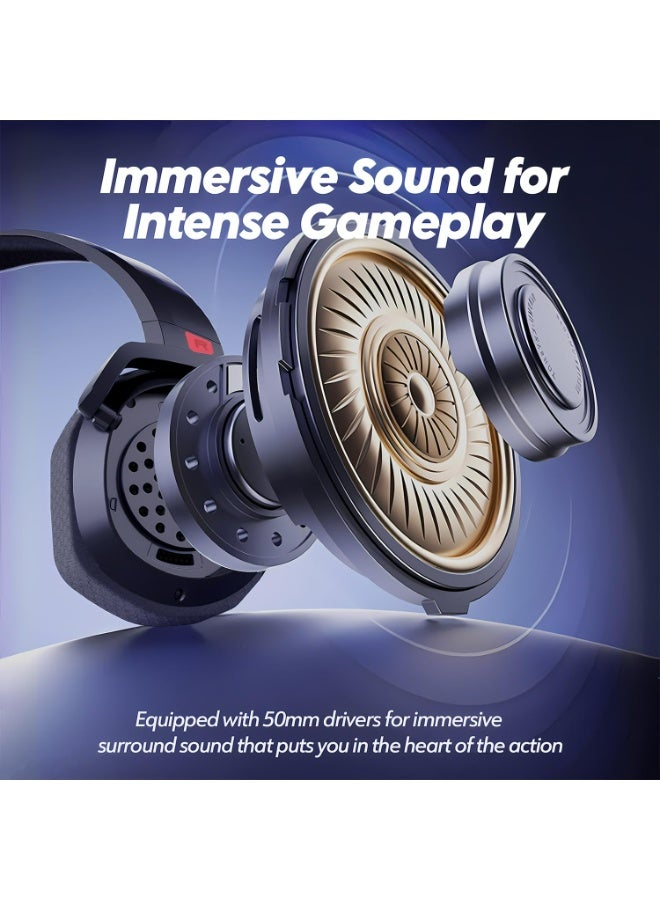 NUBWO G06 Wireless Gaming Headset with Mic for Ps5 Ps4 PC, Zero Interference, 100-Hour Battery All-Day Play, 23ms Sync​ for Fortnite & Call of Duty/FPS Gamers, Triple Mode All Devices Compatible - Red - Image 5