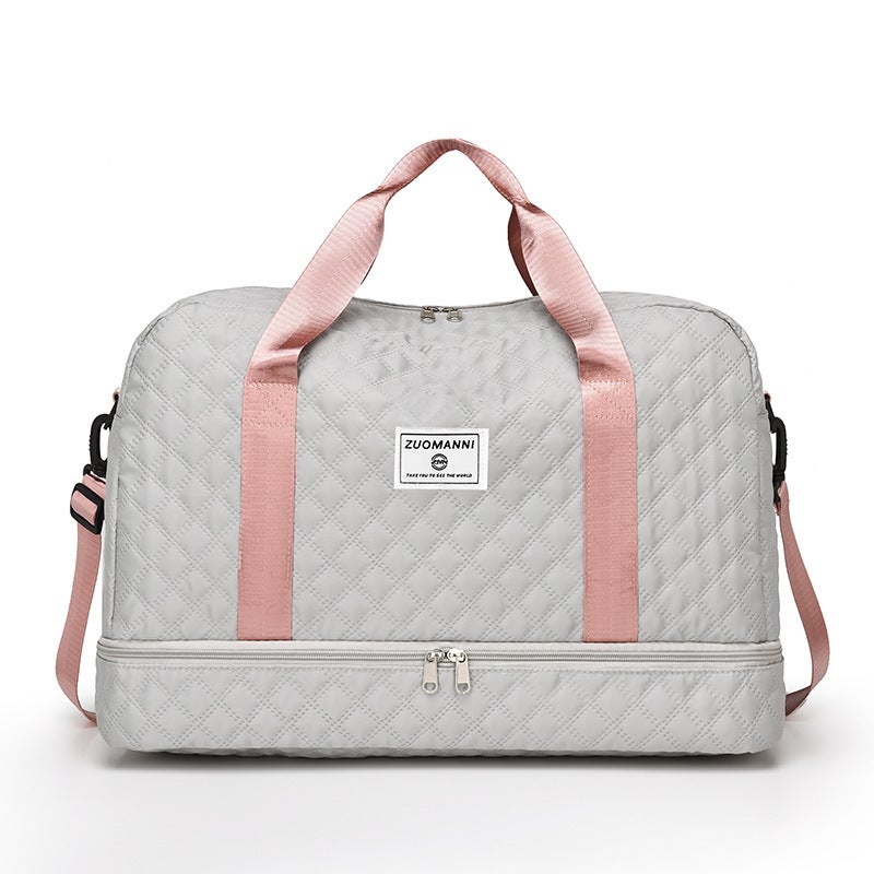 Generic Wholesale Gym Bag Independent Shoe Warehouse Short-distance Travel Bag Womens Portable Travel Large Capacity Fashionable Casual Luggage Bag Ash powder 