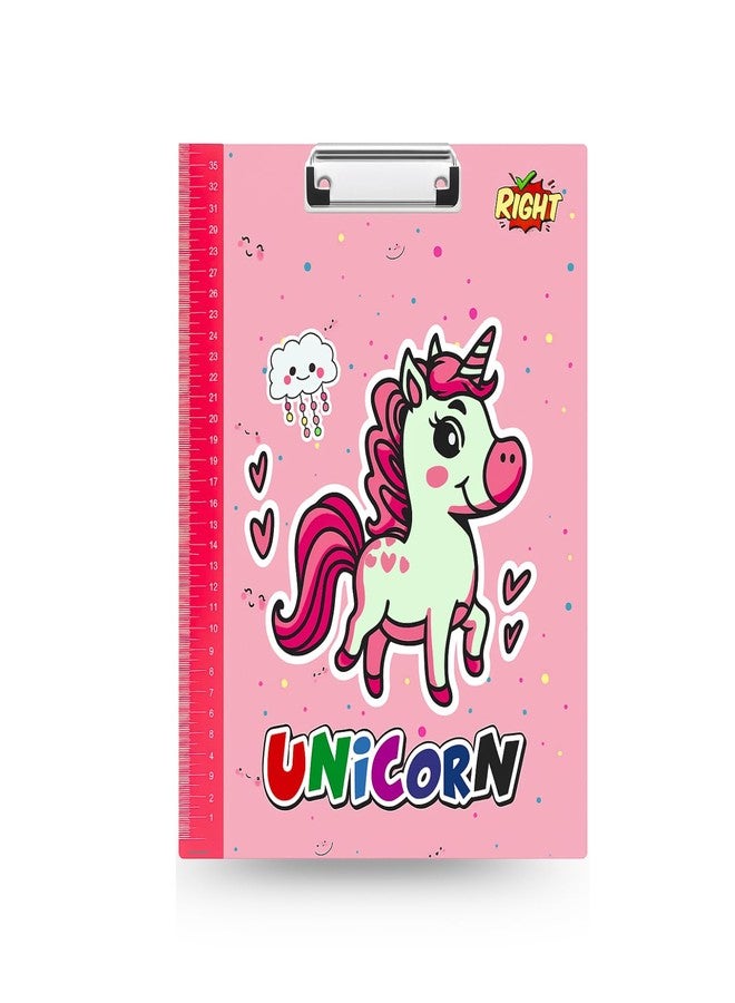 Right Unicorn A4 Kids Clipboard with Built-in Scale - Cute Pink Unicorn Design Writing Pad | Strong Exam Board for School Use & Study | Durable Clipboard for Girls (Pink) - Image 1