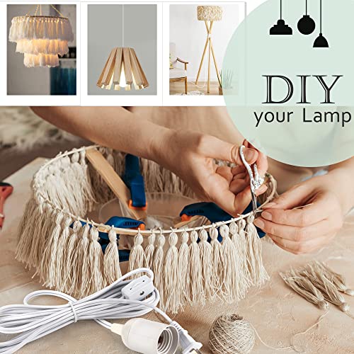 JACKYLED Extension Hanging Lantern Cord Cable UL 2-Pack 12Ft 360W with E26 E27 Socket Gear Switch + Hooks + 2-Prong US AC Power Plugs, Extra Lighting for Garage, Closet, Dark Corner, Plants - Image 3