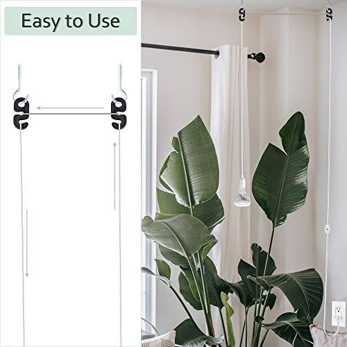 JACKYLED Extension Hanging Lantern Cord Cable UL 2-Pack 12Ft 360W with E26 E27 Socket Gear Switch + Hooks + 2-Prong US AC Power Plugs, Extra Lighting for Garage, Closet, Dark Corner, Plants - Image 5