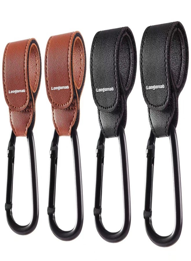 Longomat （4-Pack） Baby Stroller Hooks Clip or Hanging Diaper Bag Universal Hooks Accessories for Stroller and Car or Shopping Cart (Black and Brown) - Image 1