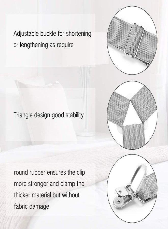 Foloda bed sheet holders, 8 pcs adjustable fitted sheet straps for bed corner, bedsheet holder clips fasteners suspenders locker gripper scrunchie , keep sheet in place - Image 2