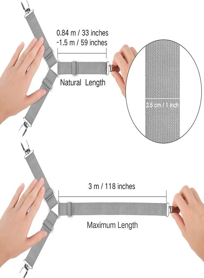 Foloda bed sheet holders, 8 pcs adjustable fitted sheet straps for bed corner, bedsheet holder clips fasteners suspenders locker gripper scrunchie , keep sheet in place - Image 4