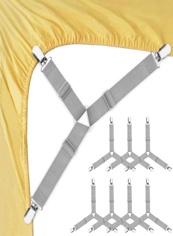 Foloda bed sheet holders, 8 pcs adjustable fitted sheet straps for bed corner, bedsheet holder clips fasteners suspenders locker gripper scrunchie , keep sheet in place - Image 1