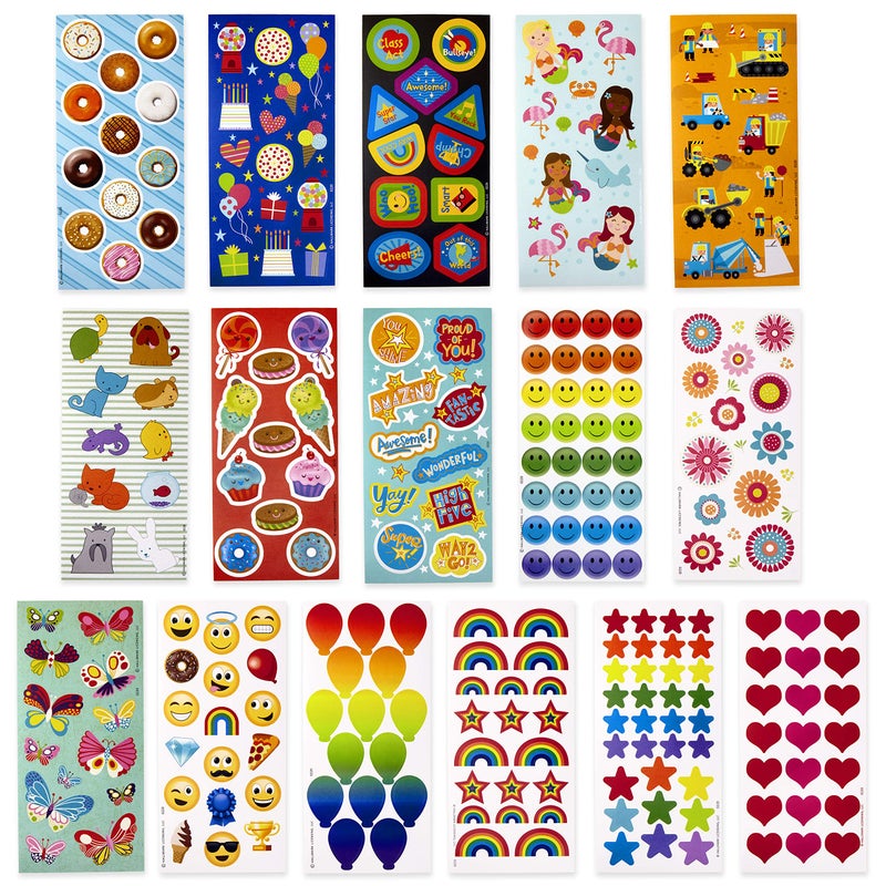 Hallmark Stickers for Kids (Pack of 258 Stickers  16 Sheets-Mermaids  Rainbows  Hearts  Dogs  Cats  Donuts) - Image 1