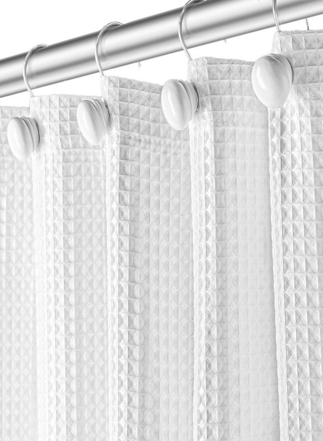 Creative Scents Waffle Fabric White Shower Curtain with Liner Set - Includes Free Clear Liner, Decorative Shower Curtain for Bathroom Set - Rustproof Metal Grommets Waterproof Hotel Quality 72" x 72" Heavy 290 GSM - Image 1
