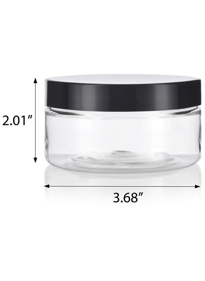 JUVITUS JUVITUS 8 oz Clear Plastic Low Profile Jar with Black Smooth Lids (12 Pack)  - Image 2