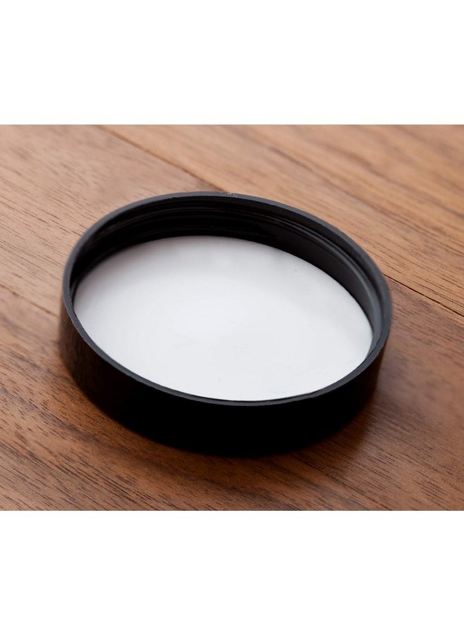 JUVITUS JUVITUS 8 oz Clear Plastic Low Profile Jar with Black Smooth Lids (12 Pack)  - Image 5