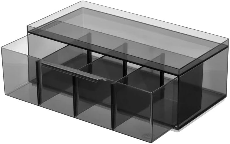 InterDesign iDesign The Sarah TannoCollection Cosmetic Drawer Organizer,Made of Recycled Plastic,Smoke/Black Large