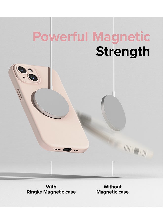 Rearth - Silicone Magnetic Compatible with iPhone 15 Plus Case Cover Powerful Magnet Long Lasting Silky Feel Anti-Fingerprint Back Cover - Pink Sand - Image 1