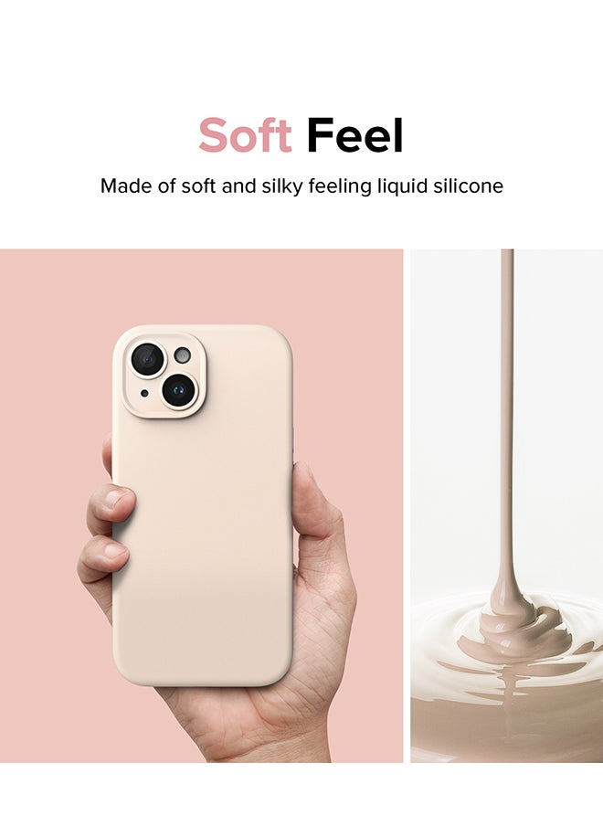 Rearth - Silicone Magnetic Compatible with iPhone 15 Plus Case Cover Powerful Magnet Long Lasting Silky Feel Anti-Fingerprint Back Cover - Pink Sand - Image 1