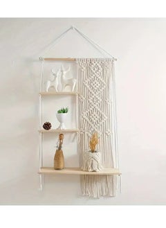 General Cotton rope tapestry rack Bohemian woven bedside shelf B & B hotel living room wall decorative rack  - Image 1
