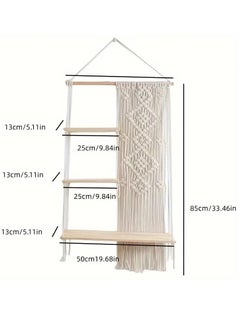 General Cotton rope tapestry rack Bohemian woven bedside shelf B & B hotel living room wall decorative rack  - Image 2