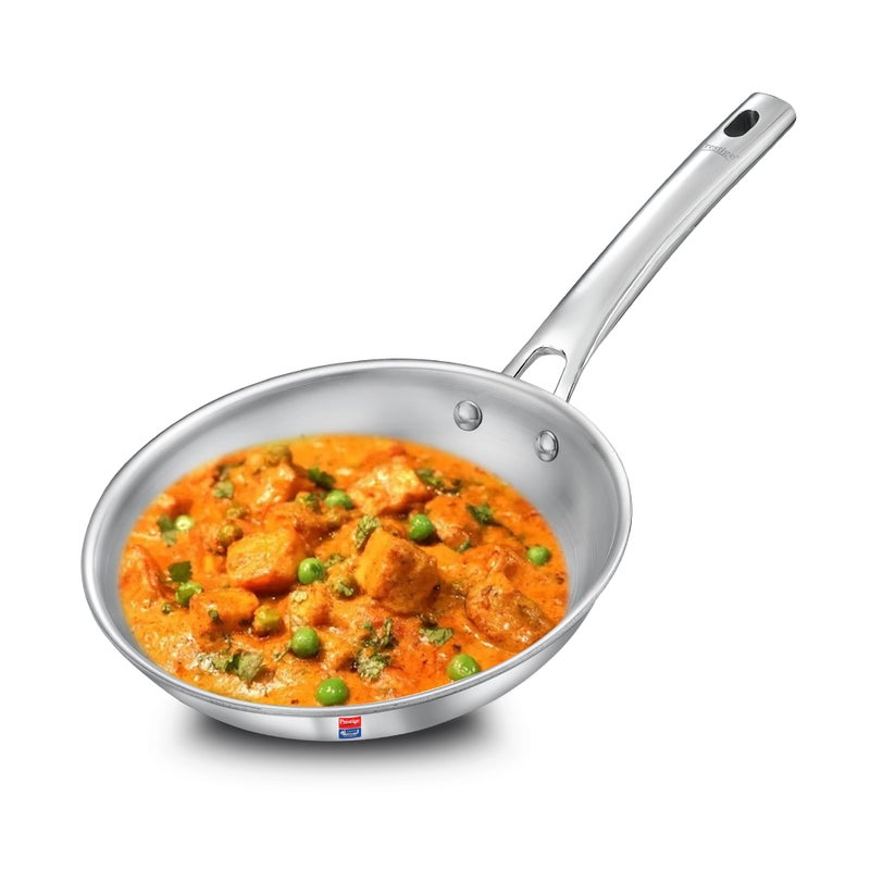 Prestige 22cm/1.2L Tri-Ply Stainless Steel Splendid Fry Pan| Gas and Induction Compatible |Even Heat Distribution| Thick Gauge Tri-Ply Body| 15 Year Warranty - Image 1