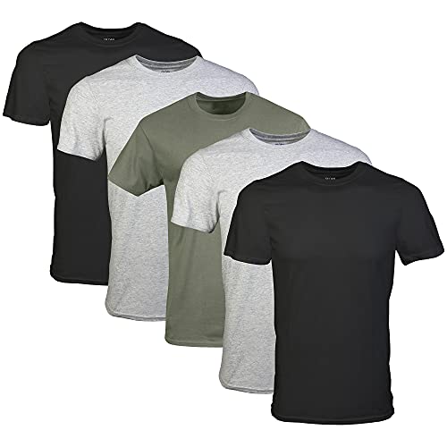Gildan Mens Crew TShirts Multipack Style G1100 BlackSport GreyMilitary Green 5Pack Large - Image 1