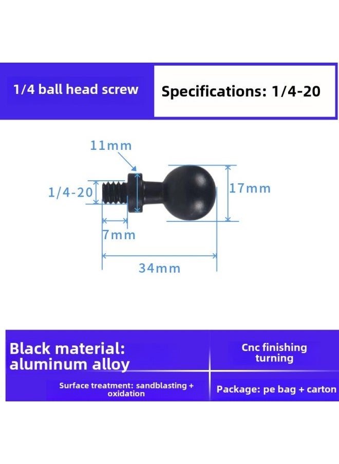 13 15/17/20/25 Aluminum Alloy 1/4 Screw Ball Head Mobile Phone Bracket Modified Live Photography Bracket Accessories-Color:17mm Ball Head 1/4 Male - Image 1