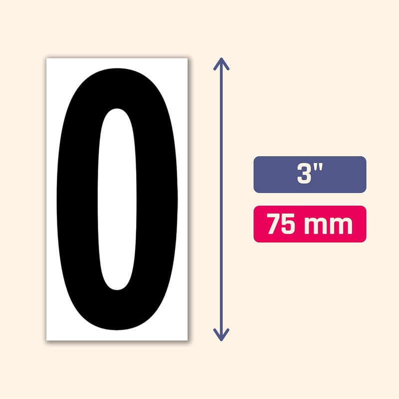 TownStix 400 قطعة 3 ملصقات أرقام فينيل مقاومة للماء ملصقات أرقام سوداء - Image 3