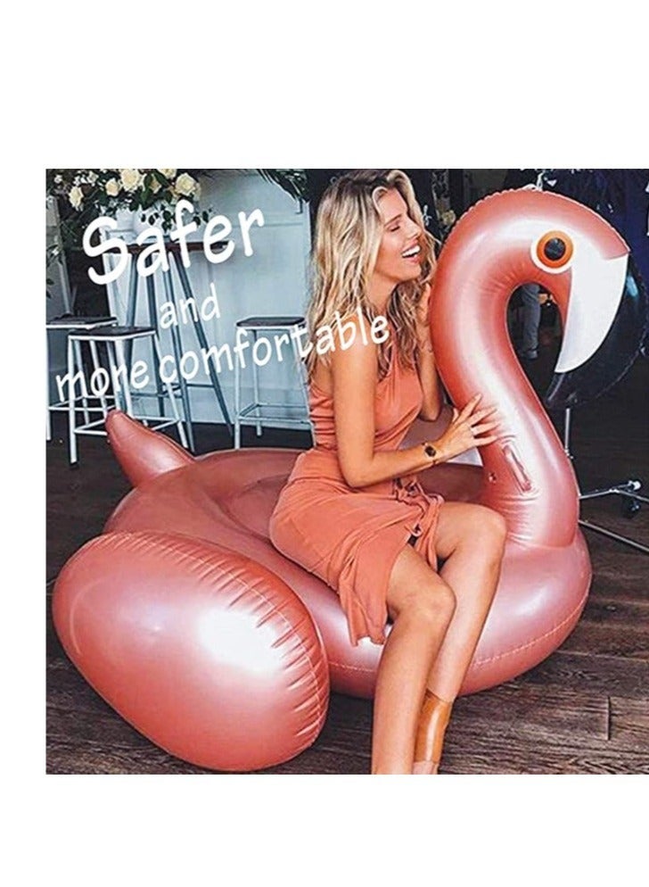 كابتن تيك Giant Flamingo Inflatable Pool Float, Summer Swimming Party Seat Lounge Floaty Raft for Kids Adults, 59'' / 150cm Rose Gold Water Toys - Image 2