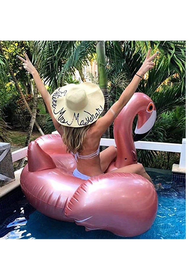 كابتن تيك Giant Flamingo Inflatable Pool Float, Summer Swimming Party Seat Lounge Floaty Raft for Kids Adults, 59'' / 150cm Rose Gold Water Toys - Image 3