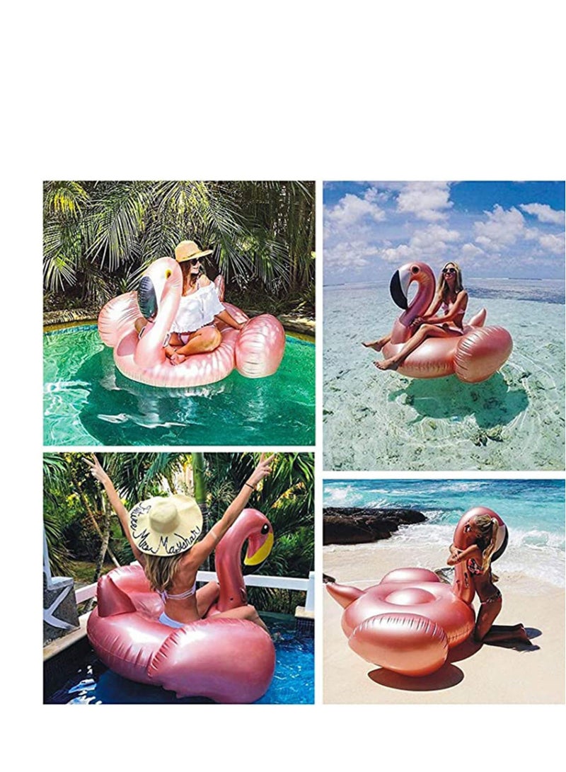 كابتن تيك Giant Flamingo Inflatable Pool Float, Summer Swimming Party Seat Lounge Floaty Raft for Kids Adults, 59'' / 150cm Rose Gold Water Toys - Image 4