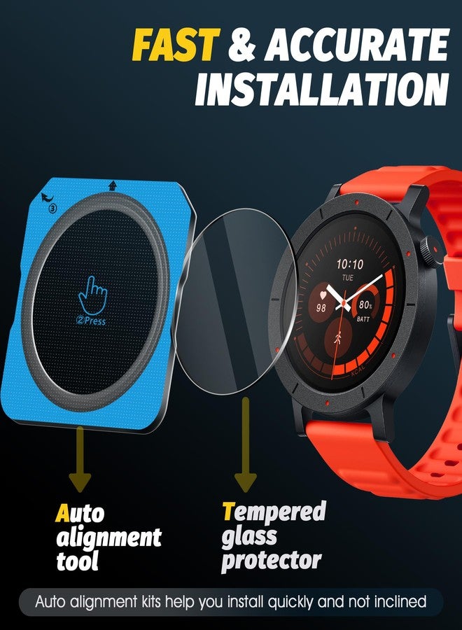 Orzero (3 Pack) Compatible for CMF Watch 3 Pro Tempered Glass Watch Screen Protector, Protector De Pantalla with Auto Alignment Tool 9H High Definition Anti-Scratch Bubble Free - Image 2