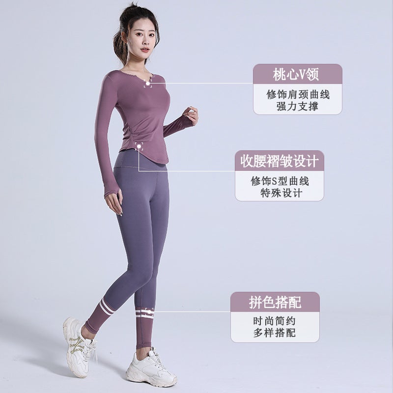 V-Neck Barely-There Yoga Set High Waist Shaping Fitness Suit - Image 3