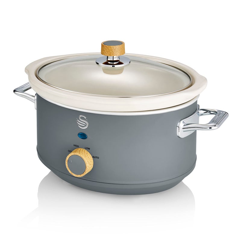 Swan SF17021GRYN Nordic Slow Cooker with 3 Temperature Settings Keep Warm Function 35L 200W Matte Grey