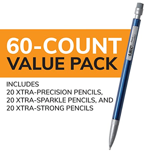 BIC Mechanical Pencil Variety Pack, Number 2 Mechanical Pencils With Erasers, Fine Point (0.5mm), Medium Point (0.7mm) and Thick Point (0.9mm), 60 Count, Bulk Mechanical Pencils for School or Work - Image 2