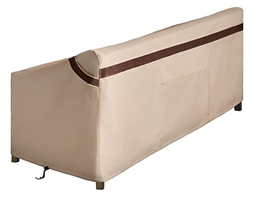 PATIOASIS Patio Loveseat Covers Outdoor Furniture Waterproof Garden Deep Sofa Cover 62inch x 38inch x 35inch (L x W x H) Lawn 2-Seater Sofa Covers with Air Vent Beige & Brown - Image 5