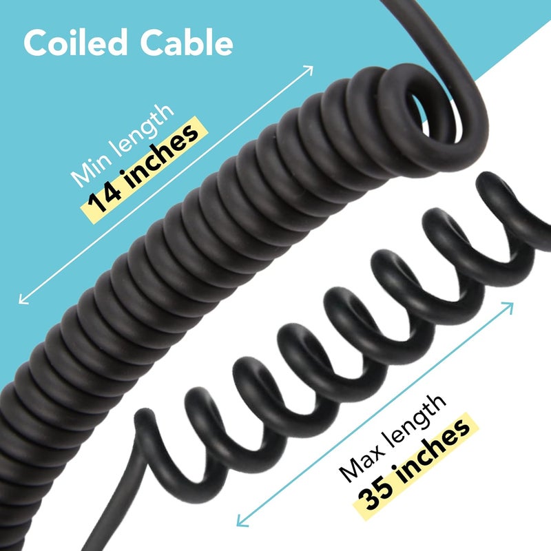 FotoTech 3.5 mm to Male Flash PC Sync Cable, 14 Inch Coiled Cord with Screw Lock, Compatible with Nikon Canon and Most DSLR Cameras PocketWizard Plus III Plus II Mini Phone PC1 (1 Piece) - Image 4