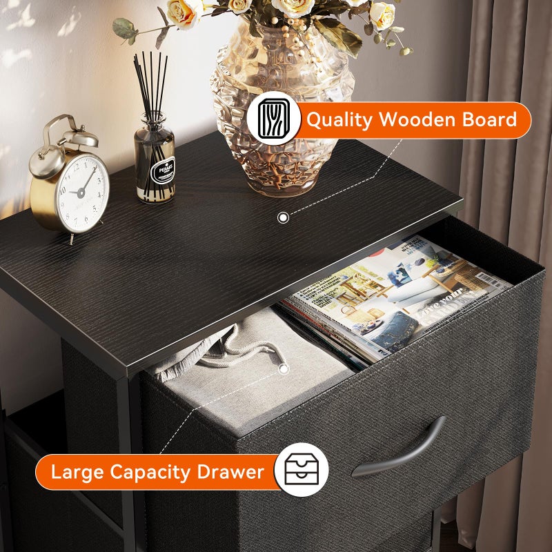 AODK Dresser for Bedroom Nightstand Small Dressers Chest of Drawers End Table for Living Room, Closet Dresser with 3 Storage Drawers Organizer Clothes, Black - Image 4
