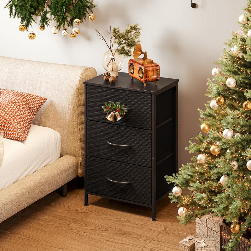 AODK Dresser for Bedroom Nightstand Small Dressers Chest of Drawers End Table for Living Room, Closet Dresser with 3 Storage Drawers Organizer Clothes, Black - Image 2
