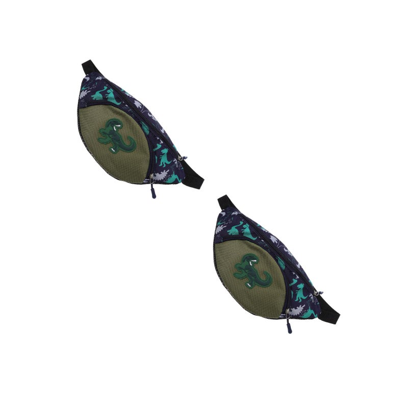 2pcs Casual Purse Children Waist Bag Portable Crossbody Chest Pouch Shoulder Bag Dinosaur Waist Pack for Kids(Green) - Image 1