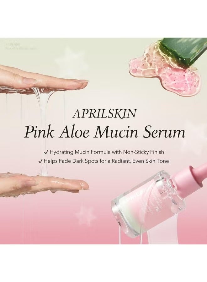 APRILSKIN Pink Aloe Mucin Serum 1.01 Fl.Oz (30Ml) Hydrating 78% Jeju Aloe Mucin Formula With Non-Sticky Finish For A Glass Glow Look, Korean Skincare - Image 3