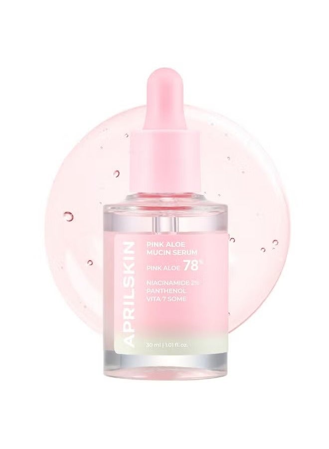 APRILSKIN Pink Aloe Mucin Serum 1.01 Fl.Oz (30Ml) Hydrating 78% Jeju Aloe Mucin Formula With Non-Sticky Finish For A Glass Glow Look, Korean Skincare - Image 1