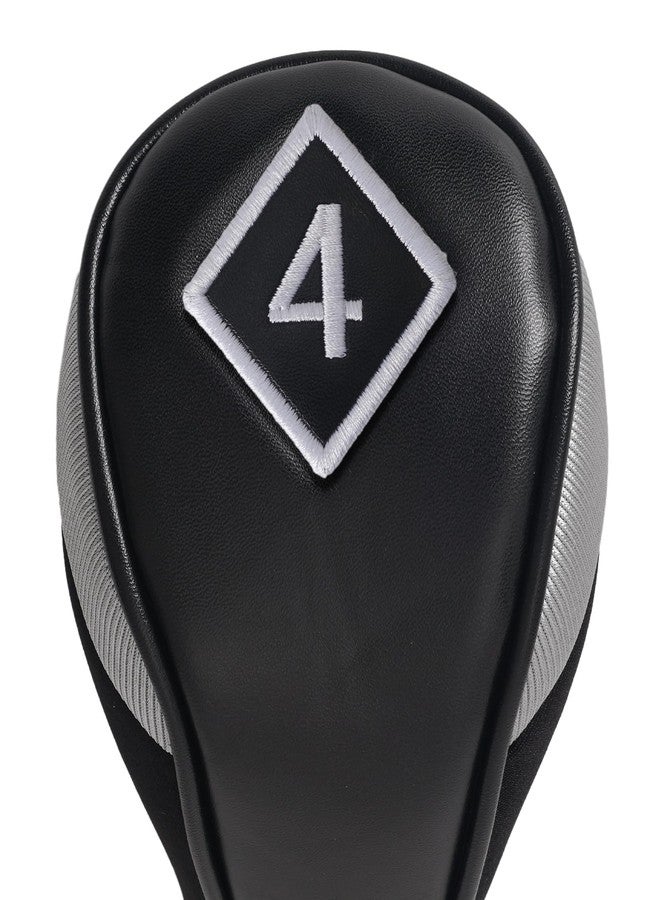 Andux PU Golf Hybrid Club Head Covers with Dial No. Tag Long Neck 4pcs/Set CTMT-04 Black - Image 5