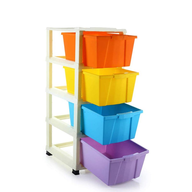 Primelife 4 XL Yellow Plastic Modular Drawer System for Home Office Hospital Parlor School Doctors Home and Kids Colour Multi Product Dimension When assembeled 31cm x 39cm x81cm - Image 1