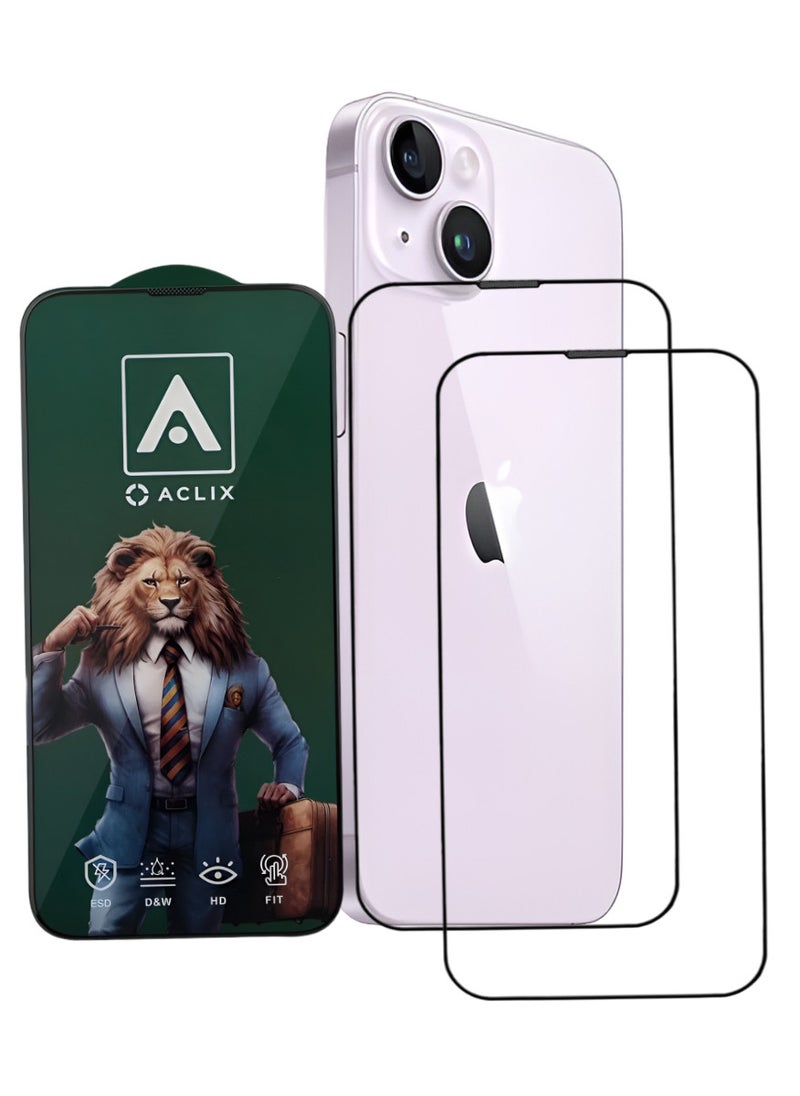 ACLIX 2 Pieces Antistatic ESD Dustproof Premium Quality High Definition Tempered Glass Screen Protector Designed For  iPhone 14 - Image 1