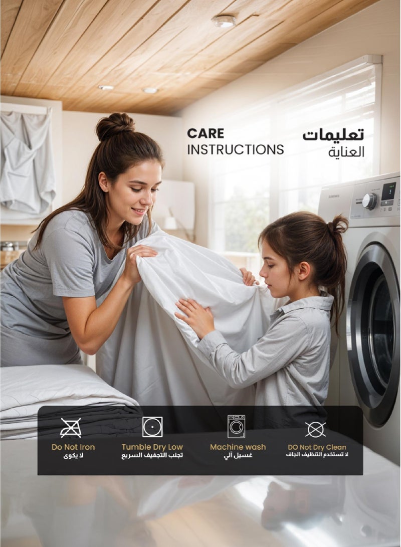 كوتون هوم واقي وسادة ضد الماء من تيري، 50 × 75 سم - قطعتين، ابيض - Image 5