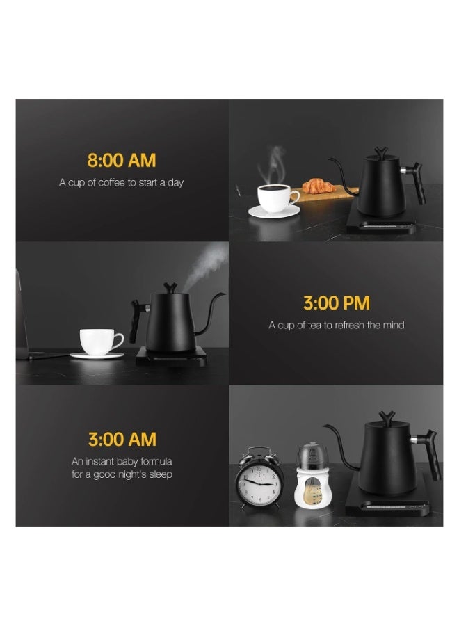 Cafe Kettle V60, Precision Electric Gooseneck Kettle 304 Stainless Steel Adjustable Temperature Quick Boil 1L Quick Heating - Image 3