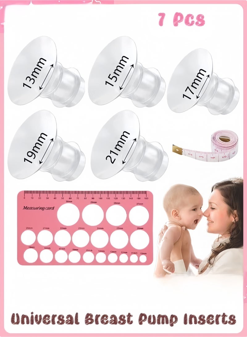 كولا بير إدراج مضخة الثدي ، مجموعة قياس الحافة (13 مم ، 15 مم ، 17 مم ، 19 مم ، 21 مم) مع حاكم الحلمة ، إدراج حافة السيليكون الحرة BPA متوافقة مع Momcozy S12 Pro S9 Pro Spectra S1 S2 ، محول حجم الحافة لتقليل درع 24 مم ، الضخ الأساسي للأمهات الممرضات (واضح) - Image 1