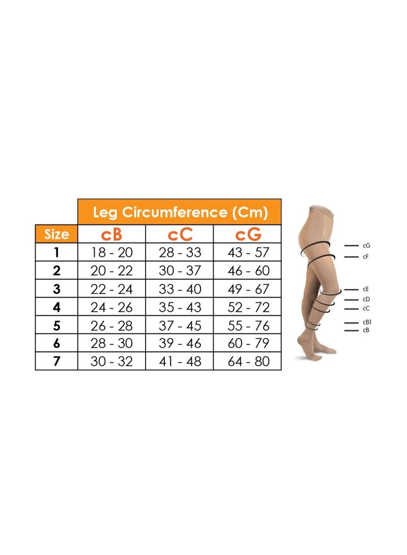 GO SILVER Panty Hose Compression Socks,Class 2 (23-32 mmHG) Open Toe Flesh - Image 3