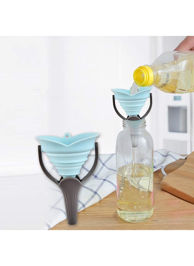 SpiderJuice 1Pc Multipurpose Silicone Foldable Pop Up Funnel With Handle Portable Collapsible Telescopic Funnels For Pouring Liquid Random Colour
