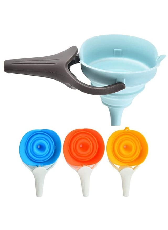 SpiderJuice 1Pc Multipurpose Silicone Foldable Pop Up Funnel With Handle Portable Collapsible Telescopic Funnels For Pouring Liquid Random Colour