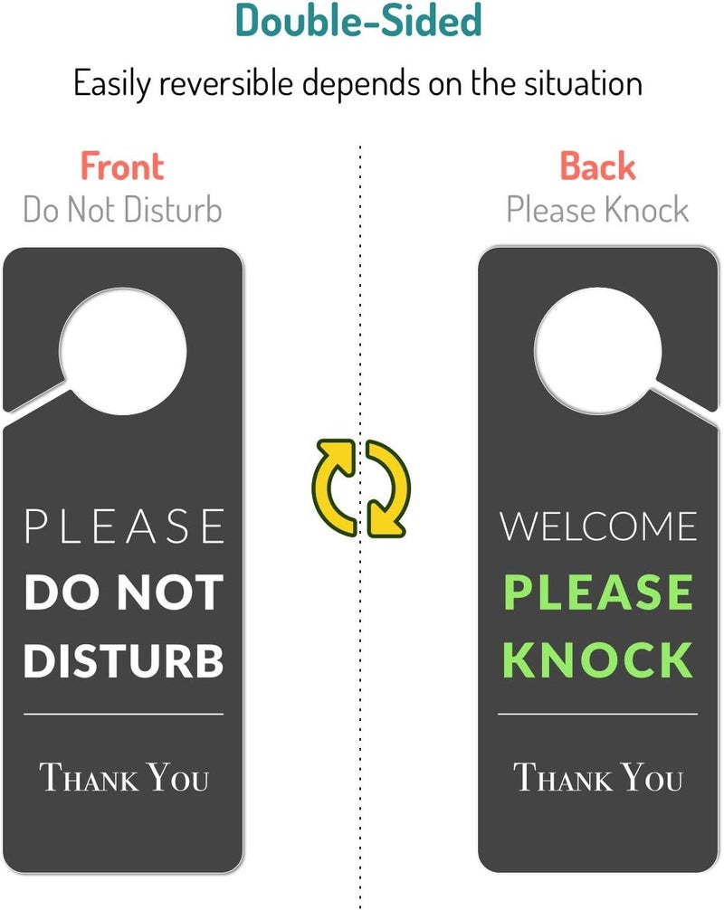Fun-Plus Do Not Disturb Door Hanger Sign, 2 Pack (Printed on Both Sides), 9.3″x3.5″ PVC Plastic, Please Do Not Disturb Sign for Home, Office, Hotel, Bathroom, Bedroom, Counseling, Therapists, Clinic, Regular - Image 2
