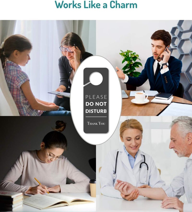 Fun-Plus Do Not Disturb Door Hanger Sign, 2 Pack (Printed on Both Sides), 9.3″x3.5″ PVC Plastic, Please Do Not Disturb Sign for Home, Office, Hotel, Bathroom, Bedroom, Counseling, Therapists, Clinic, Regular - Image 5