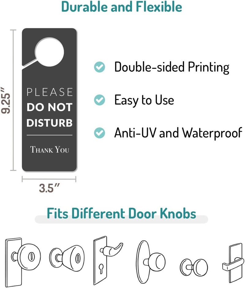 Fun-Plus Do Not Disturb Door Hanger Sign, 2 Pack (Printed on Both Sides), 9.3″x3.5″ PVC Plastic, Please Do Not Disturb Sign for Home, Office, Hotel, Bathroom, Bedroom, Counseling, Therapists, Clinic, Regular - Image 3
